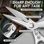 TIJERAS Kitchen Scissors Shears Set - 2PCS Stainless Steel Sharp | Meat & Heavy Duty Poultry Sharp Shears, Dishwasher Safe, Japanese Cooking Scissor for Food Chicken, Gifts for Women, Silver