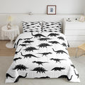 Erosebridal Dinosaur Comforter Set Dino Silhouettes Bedding Set Queen Size, Wildlife Animals Black White Duvet Sets for Kids Boys Teens Adult Bedroom Decor Dinosaurs Comforter with 2 Pillow Cases