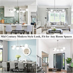 Brushed Nickel Mid Century Modern Chandelier, Linear Sputnik Bubble Pendant Light with Milk Glass Globes, Dimmable Dining Room Light Fixtures over Table for Kitchen Island Living Room Foyer Bedroom
