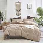Taupe Comforter Queen Khaki Bedding Set Women Soft Dark Champagne Bedding Set Men Breathable Cream Coffee Comforter Set Queen Coffee Color Bed Set