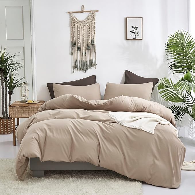 Taupe Comforter Queen Khaki Bedding Set Women Soft Dark Champagne Bedding Set Men Breathable Cream Coffee Comforter Set Queen Coffee Color Bed Set