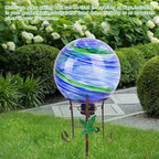 10" Diameter Gazing Ball with 8.5" Hummingbird Metal Stand Outdoor Garden Decor,Glass Globe Sphere Yard Art Decorations Outdoor,Glass Gazing Balls for Garden,Home,Lawn,Patio,Porch(Blue)