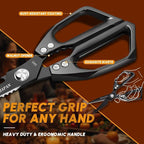 Huusk Kitchen Scissors Japanese Stainless Steel, 2 Pack Kitchen Shears Set | Multifunction Cooking Scissors for Meat, Fish, Chicken Bones, Turkey, Ergonomic Handles, Dishwasher Safe, Gifts for Women