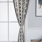 Sutuo Home Black and White Boho Curtain 84 Inches Length for Bedroom, Printed Cotton Linen Geometric Rod Pocket Chic Semi Blackout Bohemian Tassels Window Treatment, 1 Panel 59" W x 84" L