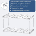 LARGER Compartment - 2 Tier Stackable Water Bottle Organizer Holder - for Stanley 40oz & Others' Large Tumbler - Clear Wine Rack, 8 Cup Bottle Holder for Cabinet Home Countertop Fridge Pantry Shelf