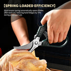 Poultry Shears，Heavy Duty Kitchen Shears with Anti-Slip Handle & Safety Lock，for Meat, Chicken, Bone, Turkey, Fish，Spring-Loaded, Dishwasher Safe