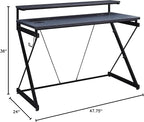 OSP Home Furnishings Emulator Battlestation Gaming Desk with RGB LED Lights, Black