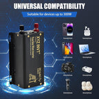 300W Pure Sine Wave Inverter DC 12V to AC 110V 120V Power Converter 600W Peak with LED Display for Most Small Power Appliances