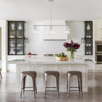 Kitchen Island Lighting, 3 Lights Linear Chandeliers Rectangle Pendant Light Fixtures for Dining Room Farmhouse Hanging Light with Glass Shades(Chrome)