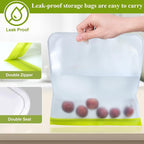 8 Pack Silicone Bags Reusable Storage Silicone Bags-3 Reusable Gallon Freezer 3 Sandwich 2 Snack Bags, Leakproof Food Storage Containers for Home Work