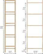 Tall Narrow Bookshelf, 5 Tier Bathroom Shelf Bamboo, Floor Standing Display Storage Organizer for Small Space, Adjustable Shelves, Natural Wood Bookcase