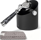 Espresso Knock Box Large Capacity - 15 Pucks Coffee Knock Box with Barista Towels, Removable Knock Bar & Non-Slip Base, Anti-Splash Steel Coffee Puck Bin for Home, Espresso Accessories, Black
