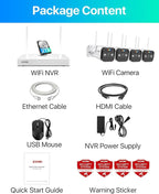 ZOSI 2.5K WiFi Security Camera Wireless Outdoor System,2TB HDD,8 Channel NVR for 24/7 Recording,4 x 4MP Cameras for Home with Color Night Vision,Person Vehicle Detection,2-Way Talk,Siren Alarm,Plug-in