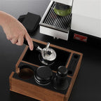 Walnut Espresso Knock Box and Tamping Station, Coffee Organizer Box Fit for 58mm Espresso Tamper Distributor Portafilter Holder & Puck Screen Multi Accessory Storage