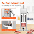 15LBS/7L Manual Sausage Stuffer, Professional Stainless Steel Sausages Maker & Filler Kit with 2 Speed, 5 Stuffing Tubes, Vertical Meat Stuffers for Home Kitchen, Commercial Use