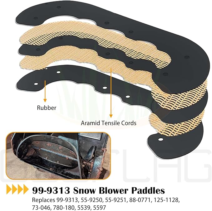 99-9313 Snow Blower Paddles with 133-5585 Scraper Replaces 125-1128 55-9250 55-9251 88-0771 for Toro 621 721 210R 421QR 621E 621QZE 621QZR 621R 621E 721QZE 721R Power Clear CCR6053 Snowthrower