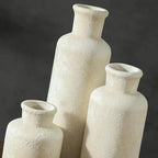 Ceramic Vases Set of 3, Whitewashed Neutral Flower Vases Home Decor, Pottery Rustic Farmhouse Decorative Vases Modern Decor for Table Mantel Entryway Bookshelf Living Room Kitchen Bedroom
