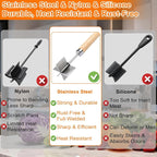Palksky Meat Chopper Stainless Steel, 6 Curve Blades Meat Masher, 11 Inch Ground Beef Chopper Tool & Hamburger Smasher, Meat Pounder & Multi-Purpose Kitchen Tool