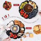 Electric S'mores Maker and Chocolate Fondue Set, Flameless Marshmallow Roaster with Adjustable Temperature, Stainless Steel Grill, Serving Tray and Roasting Forks