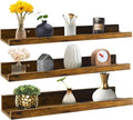 Giftgarden 24 Inch Floating Shelves Wall Mounted Set of 3, Rustic Large Wall Shelves Picture Ledge Shelf for Bedroom Living Room Bathroom Kitchen, 3 Different Sizes
