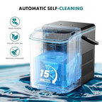OLIXIS Ice Maker Machine with Handle,26lbs in 24 Hours,9 Cubes in 6 Mins,Auto-Cleaning Portable Ice Maker with Basket and Scoop, Countertop for Home, Kitchen, Camping, RV, Bright Black