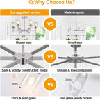 Brushed Nickel Chandeliers, 6 Light Farmhouse Chandelier for Dining Room Light Fixtures Over Table, Hanging Light Fixture with Clear Glass Shade for Kitchen Island Living Room, Height Adjustable