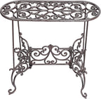 Sungmor Heavy Duty Cast Iron Potted Plant Stand Garden Table - 22.6IN. 1 Tier Metal Stands - Decorative & Vintage Style Indoor Outdoor Corner Shelf for Planters Vases Lanterns Ornaments Books and More