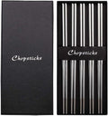 Devico Chopsticks, Metal Chopsticks, 18/10 Stainless Steel Chopstick Set, Reusable, Dishwasher Safe (5 pairs)