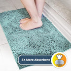 Muddy Mat® Shown ON TV Highly Absorbent Microfiber Door Mat and Pet Rug Non Slip Thick Washable Area and Bath Mat Soft Chenille for Kitchen Bedroom Indoor and Outdoor - Seafoam Green Small 28"X18"