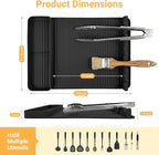 Silicone Grill Mat for Blackstone Griddles & Outdoor Grills - Heat Resistant (450°F) Countertop Protector, Non-Slip Tool Organizer & Grease Catcher, 16x11.5 Inch(Black)