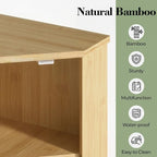 LAMU Corner Bread Box for Kitchen Countertop, Bamboo Wood Bread Storage | 2-Tier Storage Bin with Magnetic Acrylic Door, Large Capacity Organizer for Homemade Bread, Coffee, Fruit & Spices, Bamboo