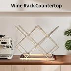 Countertop Wine Rack - 5 Bottle Freestanding Modern Gold Metal Small Wine Rack - Tabletop Wine Holder Stand for Cabinet, Pantry, Wine Bottle Storage… (Large Size-Gold 5btl)