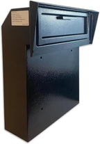 Through-the-Door Mailbox with Rear Access Door & Rain Cover | Galvanized Steel Mail Drop Box for Letters, Documents & Key Collection, Secure Outdoor Mail Storage