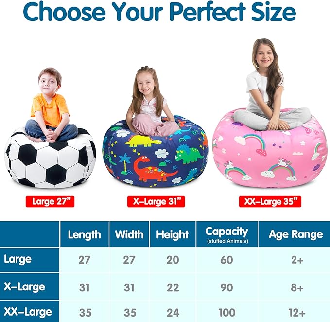 Lukeight Stuffed Animal Storage Bean Bag Chair Cover for Kids, Zipper Beanbag Chair Cover for Organizing Toddler & Kids' Rooms Plush Toys (Leopard Velvet, X-Large)