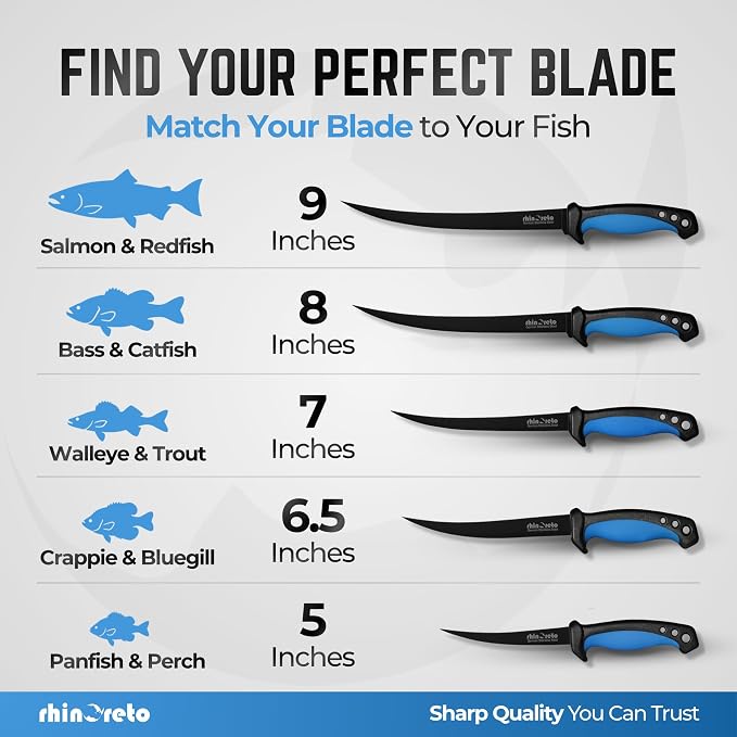 Rhinoreto Fillet Knife for Fish - Razor Sharp G4116 German Stainless Steel Blade, 7 Inch Professional Filleting & Boning Knife with Non-Slip Handle, Protective Sheath & Sharpener