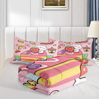 Kawaii Bear Comforter Queen,Pink Bear Comforter Set for Kids Teens Girls,3Pcs Bedding Set Printed Comforter with 2 Pillowcases,Down Alternative,Soft and Lightweight，Queen Size