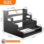 YQBRAO 2 Pack 4-Tier Liquor Bottle Display Shelf, 16-Inch Wooden Bar Shelves for Liquor Bottles, Countertop Whiskey Shelf and Bourbon Shelf Organizer for Home Bar, Kitchen（Black）