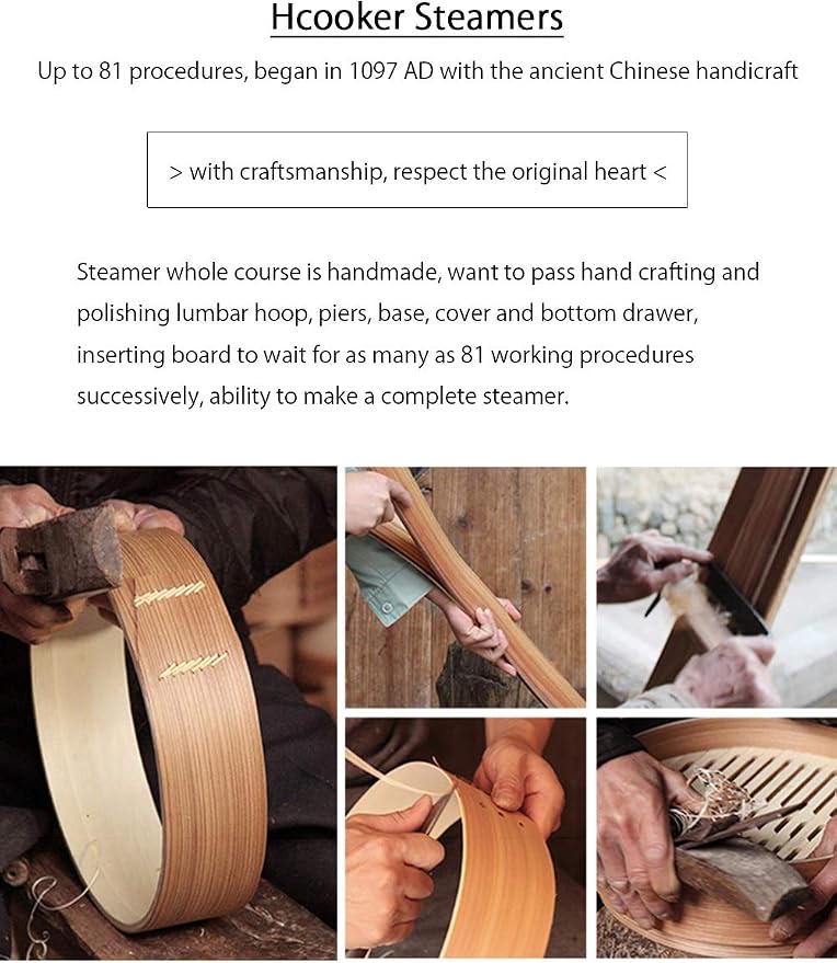 2-Tier Kitchen Bamboo Steamer with Stainless Steel Rings for Asian Cooking | Sauce Dish & 2-Chopsticks | Buns Dumplings Vegetables Fish Rice