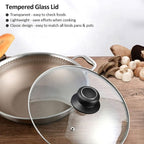 10.5 Inch Pan Lid, Universal Glass Cover for Pots, Skillets & Frying Pan | Clear, Cookware & bakeware lids, Stainless Steel Edging with Heat-resistant Handle
