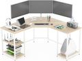Elephance Large L-Shaped Computer Desk with Shelves, Corner Desk, Home Office Writing Workstation, Gaming Desk PC Latop Table with Storage