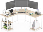 Elephance Large L-Shaped Computer Desk with Shelves, Corner Desk, Home Office Writing Workstation, Gaming Desk PC Latop Table with Storage