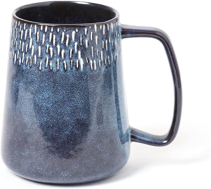 Large Ceramics Coffee Mugs,24 OZ,Large Handle Design,Extra Large Tea and Coffee Cup for Office and Home，Microwave And Dishwasher Safe(Color:24 oz star blue)