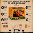 Hi Mountain POLISH Sausage Kit | Makes up to 30 lbs | Complete sausage making kit with cure, natural hog casings & directions. Perfect for pork, beef, venison, deer, & elk