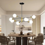 Modern Sputnik Chandelier, Ceiling Light Fixture Flush Mount 8-Light Black and Gold Chandeliers for Living Room Bedroom Dining Room Kitchen, Mid Century Chandeliers, E26 Base,(Bulbs Not Included)