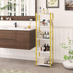 YMYNY Bookshelf, 5-Tier Ladder Shelf Organizer, Narrow Shelving Unit, Corner Storage Racks, Large Capacity Bookcase, for Home Office Living Room Balcony Bathroom, 57.7" H, Metal Frame,HBC005W
