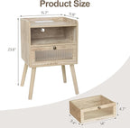 AWASEN Nightstand with Charging Station, Modern Bedside Table with Glass Decorative Drawer, Charging Night Stand Side Tables for Bedroom and Small Space, Rustic White Oak