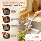 Meat Masher Dishwasher Safe, 304 Stainless Steel Meat Chopper,6-Blade Swirl Ground Beef Smasher,10 Inch Heavy Duty Potato & Hamburger Masher Tool (with Brush）