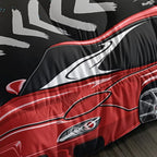 Axolotl Car Comforter Set Queen Size,Cool Speed Race Car Comforter for Kids Boys Girls Teens Bedroom,Extreme Sport Quilt Duvet 1 Comforter 2 Pillowcase Car Racing Gifts,Blue Red Orange