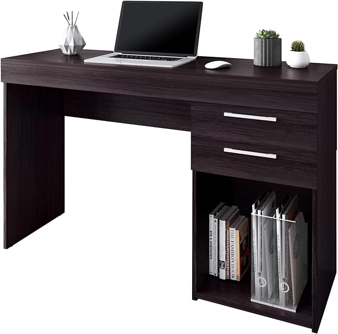 Techni Mobili Computer Home Office or Bedroom Storage & Drawers Ideal for Small Spaces Writing Desk, 47.6" W x 16.1" D x 30.3, Espresso