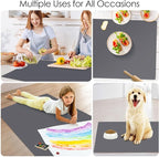 Extra Large Silicone Mat, 31.5x16.9 Large Silicon Placemats for Kids, Heat Resistant Matt for Kitchen Counter Non-Stick Table Mat for Dough and Pastry, Silicone Craft Mat for Kids, Dark Gray